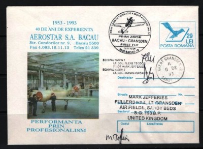 ROMANIA 1993 - AVIATIE. PRIM ZBOR AVION IAK-52. PLIC OCAZIONAL, F118 foto