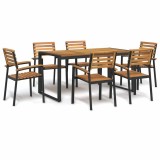 vidaXL Set mobilier de grădină, 7 piese, lemn masiv de acacia și metal 3155409