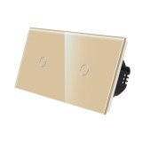 Cumpara ieftin Intrerupator dublu touch din sticla Luxion, auriu, elegant