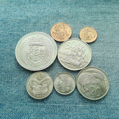 #3 Lot 1 2 5 10 20 50 cents Shilling +1 Dollar 1967 Noua Zeelanda Set monetarie