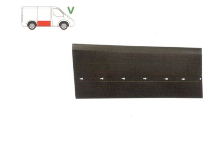 Panou reparatie usa Mercedes VITO / Clasa V (W638), 02.1996-01.2003, partea dreapta, usa culisanta; inaltimea 518 mm, cu gauri pentru bandou, metal,