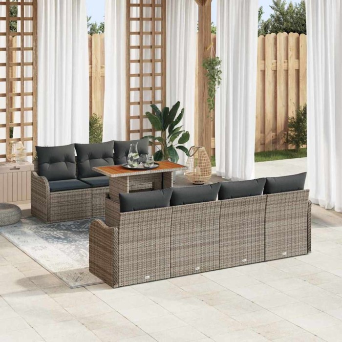 vidaXL Set de canapele pentru grădină 8 pcs Gri 100 x 55 x 73 cm 3349418