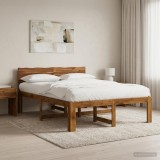 Cumpara ieftin Cadru de pat dublu cu spatar ROSTOCK natural 160 x 200 cm