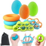 Set complet pentru exercitiile mainilor si degetelor, 9 piese, husa transport, silicon