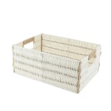 Cumpara ieftin Coș Bicolor Depozitare Metal / H&acirc;rtie 34X23,5X14 Cm &ndash; Alb / Natural | Organizatoare Baie