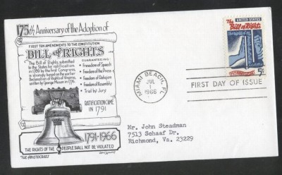 United States 1966 UNO Bill of rights FDC K.639 foto