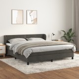 VidaXL Pat box spring cu saltea, gri &icirc;nchis, 160x200 cm, catifea