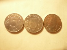 3 Monede 5 lei 1992 ,1993 si 1995 cal AUNC foto