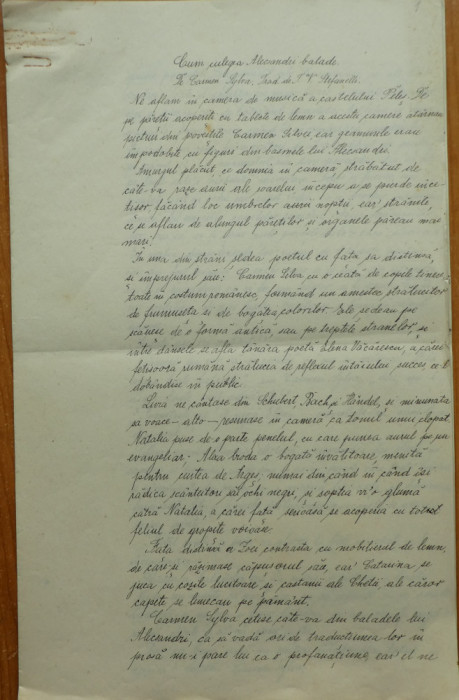 6 pagini manuscris ale lui Teodor Stefanelli , colegul lui Eminescu