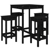 Cumpara ieftin Set mobilier bar de gradina, 5 piese, negru, lemn masiv de pin