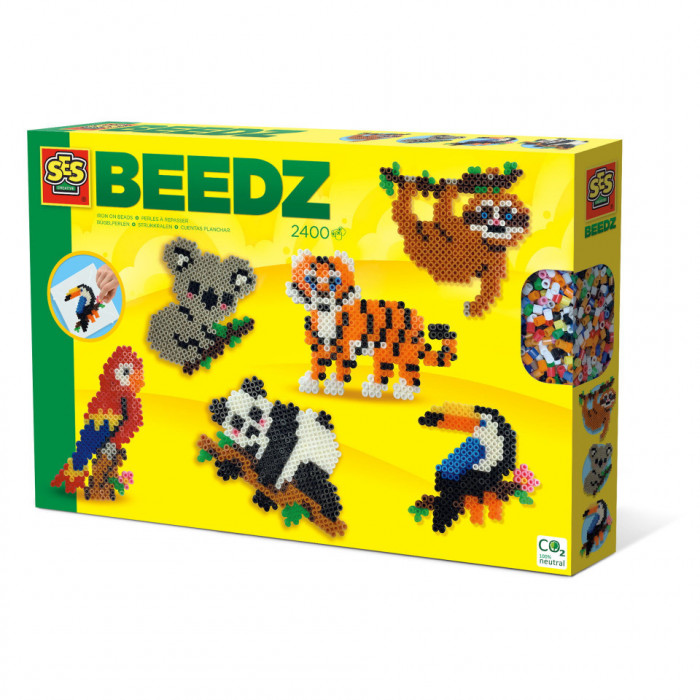 Set creativ copii - Margele de calcat cu Animale din Jungla Beedz