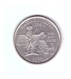 Moneda SUA 25 centi/quarter dollar 2000 D, Massachusetts, stare buna, curata