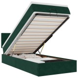 Cumpara ieftin Pat otoman cu saltea si LED-uri, verde inchis, 80x200cm catifea