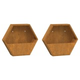 Jardiniere de perete, 2 buc., ruginiu, 46x10x40 cm, otel corten