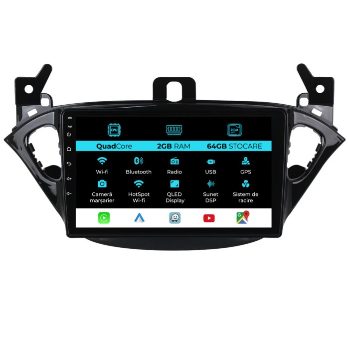 Navigatie Dedicata Opel Corsa E Adam (2012 - 2019), 9Inch, 2Gb Ram, 64Gb Stocare, Carplay