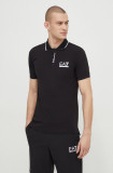 Cumpara ieftin EA7 Emporio Armani tricou polo barbati, culoarea negru, cu imprimeu