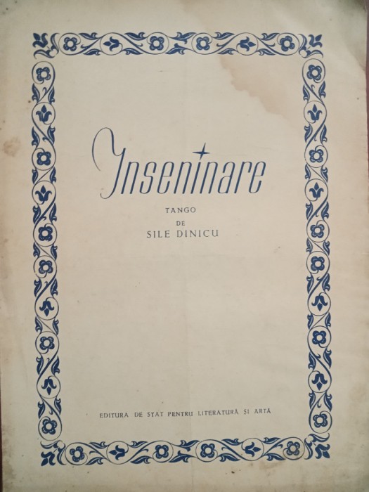 &Icirc;nseninare / Tango / Sile Dinicu / partitură note muzicale