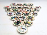 colectie 25 mini farfurii decorative SONGBIRDS OF THE WORLD portelan Franklin Porcelain limited edition by Colin Newman JAPONIA 1981 aur 24 k