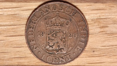 R08 Indiile de est Olandeze - moneda de colectie - 1 cent 1920 bronz Wilhelmina foto