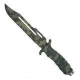 Cutit army de vanatoare cu lama si varf ascutite, 34 cm, husa, verde