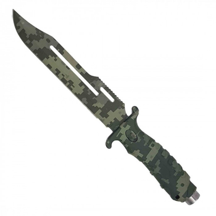 Cutit army de vanatoare cu lama si varf ascutite, 34 cm, husa, verde