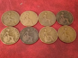Lot 8 monede, One 1 penny 1907 1908 1909 1910 1911 1912 1913 1914 Anglia [poze]