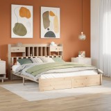 vidaXL Pat cu bibliotecă fără saltea, 180x200 cm, lemn masiv de pin 3322425