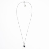 Colier argintiu cu pandantiv inima si piatra albastra