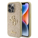 Husa Guess Glitter Script Big 4G iPhone 15 Pro Max cu sclipici, auriu, GUHCP15XHG4SGD