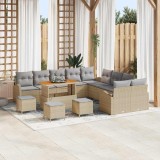 Cumpara ieftin Set de canapele pentru grădină cu pernă 14 pcs Bej Rattan poli