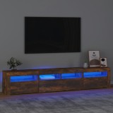 vidaXL Comodă TV cu lumini LED, stejar fumuriu, 210x35x40 cm 3152735