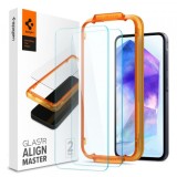 Folie de protectie Ecran Spigen GlastR Align Master pentru Samsung Galaxy A55 5G A556, Sticla Securizata, Full Glue, Set 2 bucati
