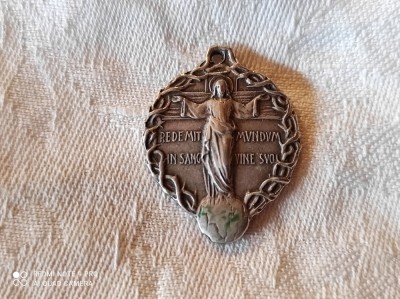 ISUS HRISTOS 1934 anul SFANT unic MEDALION ROMA ITALIA patina MINUNATA splendid foto