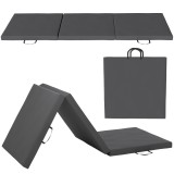 HOMCOM Saltea de gimnastică yoga pilates fitness pliabilă &icirc;n 3 panouri cu m&acirc;nere husa din material sintetic 180 x 60 x 5cm gri | Aosom Romania