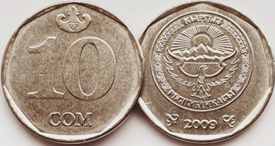 2878 Kyrgyzstan 10 Som 2009 &amp;quot;kookor&amp;quot; traditional container km 43 UNC foto