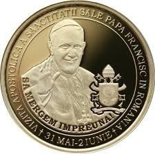 Moneda 50 bani BNR - Sanctitatea Sa Papa Francisc in Romania / UNC foto