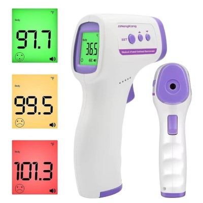 Termometru Non-Contact cu Infraroșu Digital ,Măsurare Fără Atingere, Display LED HD ,Precizie Ridicată , Alb-Violet , Pentru Copii și Adulți foto