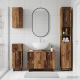 Cumpara ieftin Set de dulapuri pentru baie, 4 piese EDE Lemn vechi