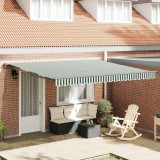 Cumpara ieftin Cortina Retractabilă Manual Verde și alb 400x300 cm țesătură
