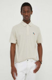 PS Paul Smith tricou polo din in culoarea bej, cu imprimeu