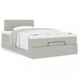 Gossi cadru de pat otoman cu saltea gri deschis 120x200cm catifea