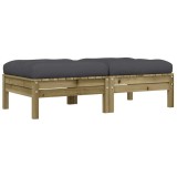 Cumpara ieftin Taburete de gradina cu perne, 2 buc., lemn de pin tratat