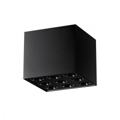 Lustră De Tavan Ozzy Negru Din Aluminiu Cu 9 Becuri Dreptunghiulare Minimalistă De Interior