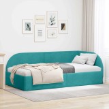 vidaXL Cadru de pat colțar cu headboard Turcoaz 90 x 190 cm Catifea 42016644