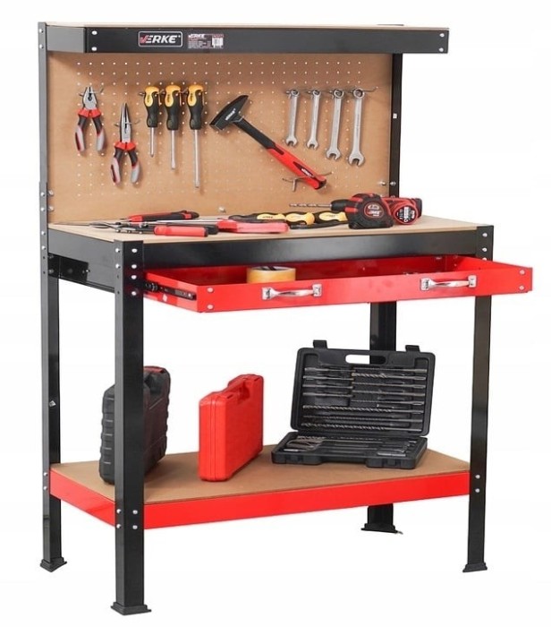 🧰 Banc de lucru cu sertar și panou de agățare &ndash; 120x60x150 cm, model VX83270