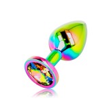 Dop anal, marimea M, diametru 3.3 cm, lungime 8 cm, design cu bijuterie, metalic, multicolor