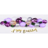 Set 37 de piese, baloane din latex si banner happy birthday, mov, argintiu, alb, Flippy