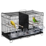 PawHut Cușcă pentru păsări dim. 59,5L x 26,5A x 39,5&Icirc; cm hranitori sperietori 4 uși tavă excremente detașabilă + m&acirc;nă transport metal PP negru | Aosom