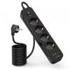 Prelungitor Tech-Protect PCL4X3, 10.5W, 2.1A, 2 x USB-A - 1 x USB-C - 4 x Schuko, Negru