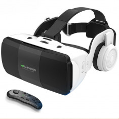 Ochelari VR 3D, Realitate Virtuala, Lentile Acril, Casti, Gamepad, Telefon 4, 7-6, 7 inch, 3D Filme, Jocuri, Reglabil, Universal, Model 2023